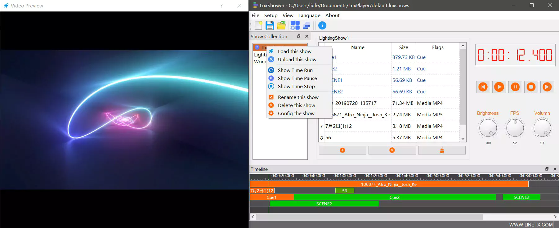 LINETX Lighting Show software LnxShower